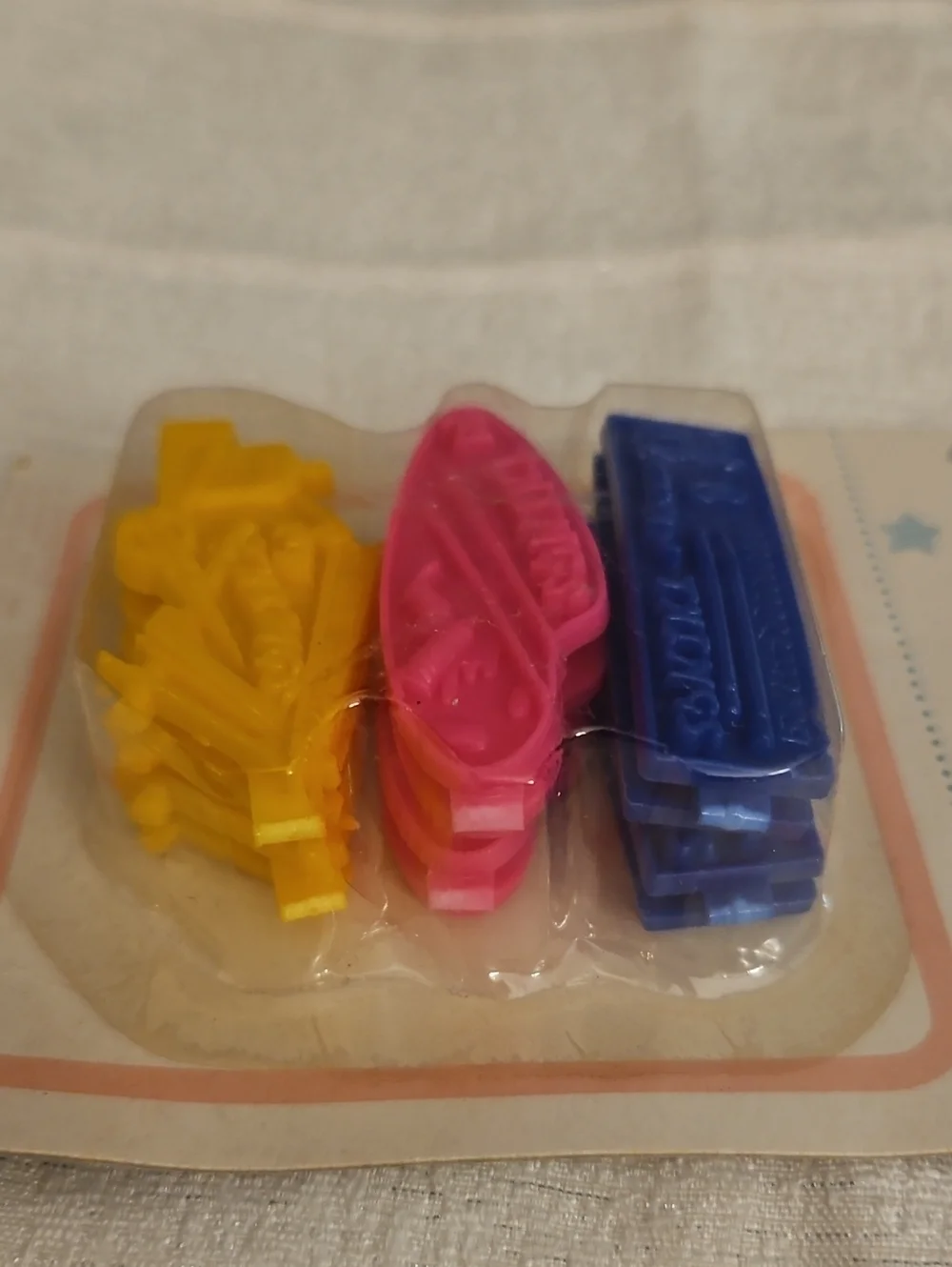 Vtg LITTLE LINDA Colorful Back To School Hair Barrettes - Blue, Pink & Yellow